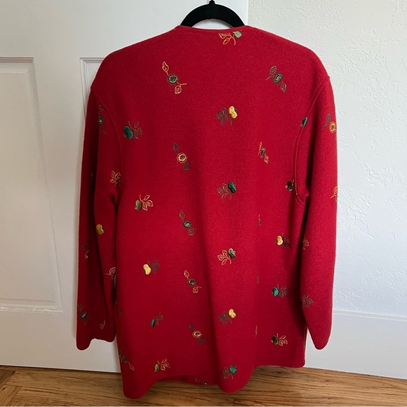 Vintage Geiger Red Wool Holiday Festive Coat Size 38 - Picture 13 of 13